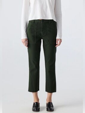 AMO Easy Army Trouser Green Straight Leg Cropped Utility